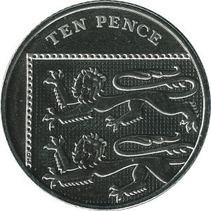 British ten pence coin, new design