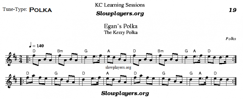 Egan's Polka (The Kerry Polka)  in D